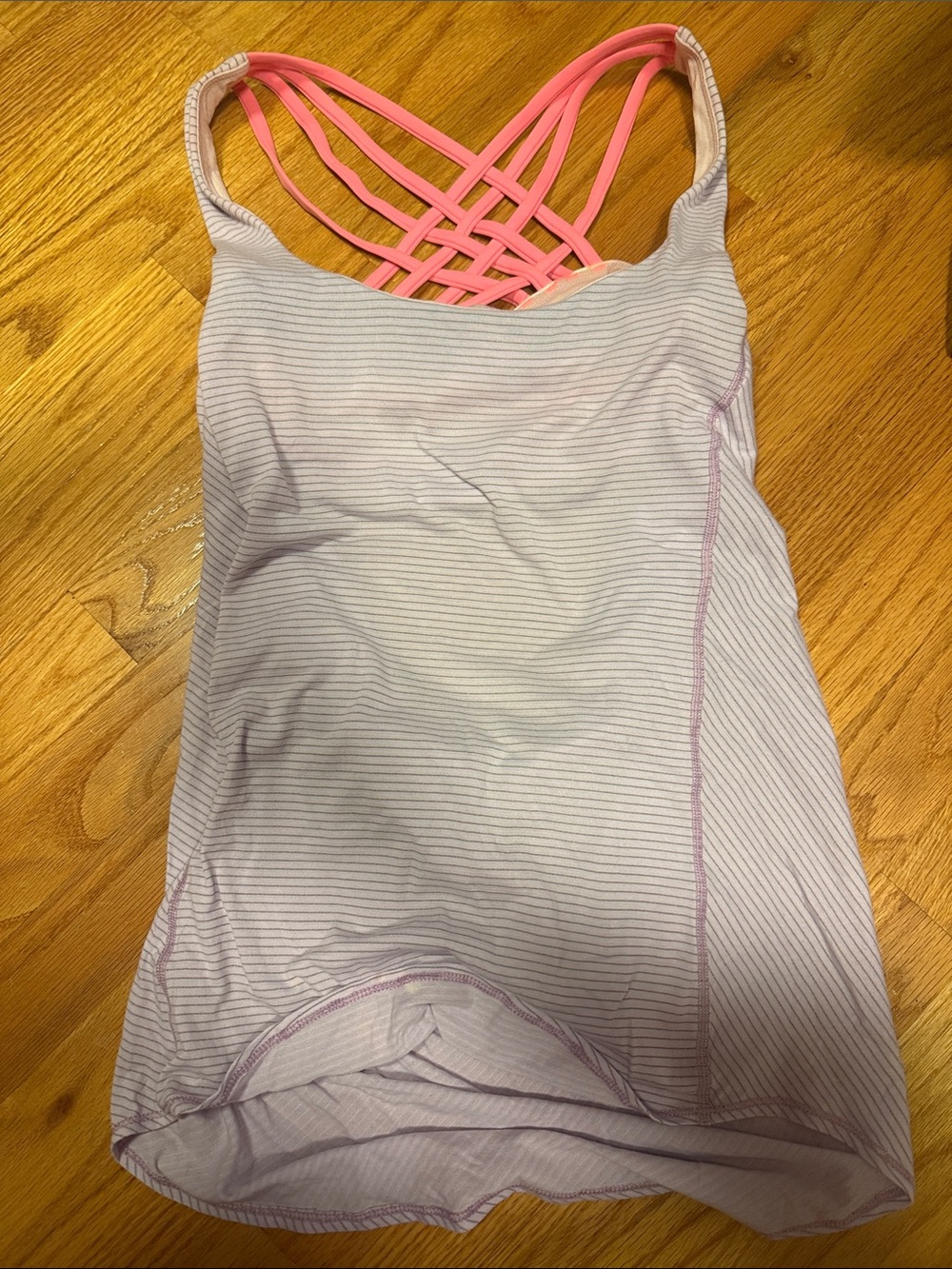 Lululemon Striped Tank with Pink Strappy Back size 4